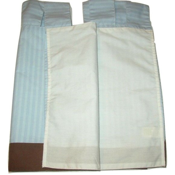 Circo Blue Stripe Valance w Brown Trim Lined Tab Top 87x12 NWOP - Picture 3 of 6